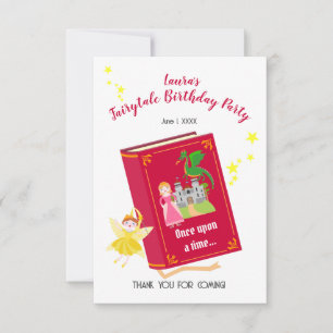 Tarjeta De Agradecimiento Cuentos De Hadas Fiesta Cumpleaños Niña