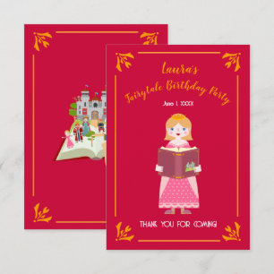 Tarjeta De Agradecimiento Cuentos De Hadas Fiesta De Cumpleaños De Niña