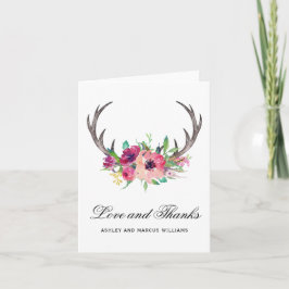 Tarjeta De Agradecimiento Cuerna de Ciervo Rústica Floral Boho