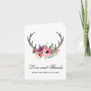 Tarjeta De Agradecimiento Cuerna de Ciervo Rústica Floral Boho