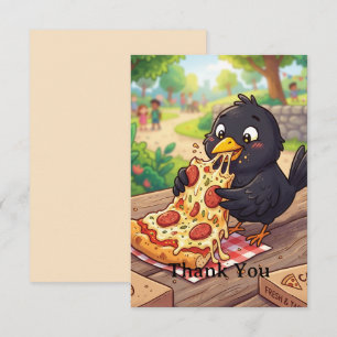Tarjeta De Agradecimiento Cuervo Come Pizza Personalizable   Cuervo, Cuervo 