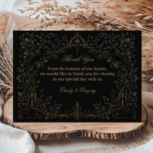 Tarjeta De Agradecimiento Cuervo gótico oscuro