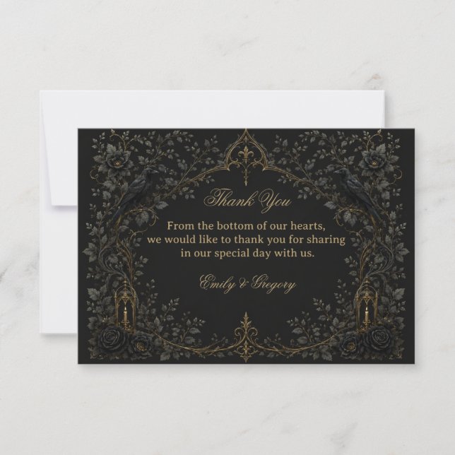 Tarjeta De Agradecimiento Cuervo gótico oscuro (Anverso)