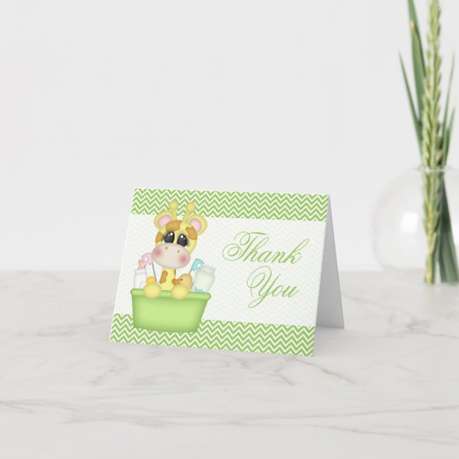 Tarjeta De Agradecimiento Cuesta Bathtime Giraffe Gracias (Anverso)