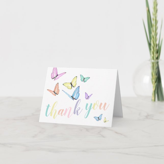 Tarjeta De Agradecimiento Cuestas Mariposas Gracias (Anverso)