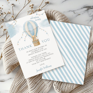 Tarjeta De Agradecimiento Cuidad Teddy Bear Air Balloon Baby Ducha