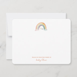 Tarjeta De Agradecimiento Cuidada acuarela Arcoiris Boho Flat Gracias