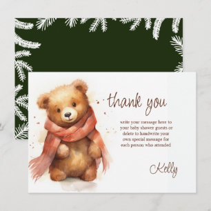 Tarjeta De Agradecimiento Cuidada acuarela Baby Bear Baby Shower
