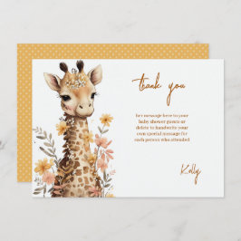 Tarjeta De Agradecimiento Cuidada acuarela Baby Giraffe Baby Shower