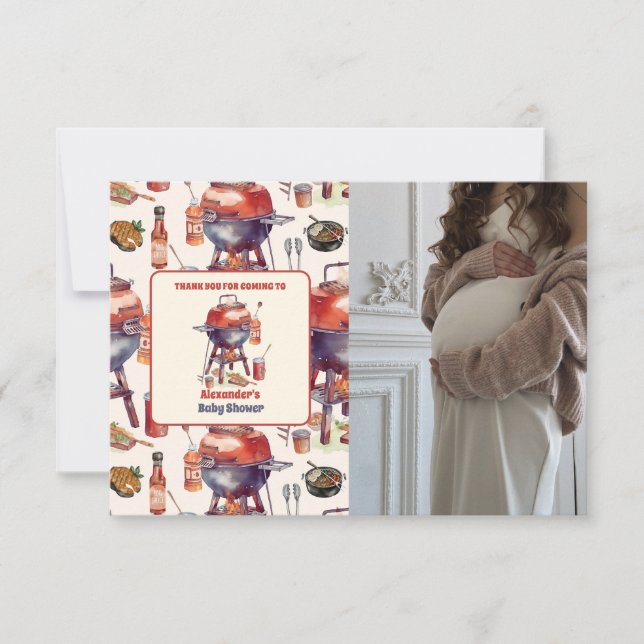 Tarjeta De Agradecimiento Cuidada acuarela Bebé Q Foto Baby Shower (Anverso)