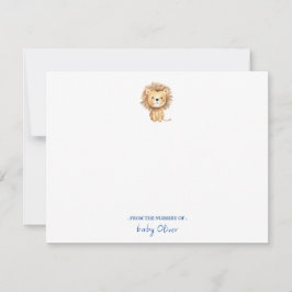 Tarjeta De Agradecimiento Cuidada acuarela Boho Lion Baby Boy