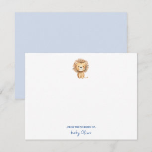 Tarjeta De Agradecimiento Cuidada acuarela Boho Lion Baby Boy