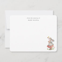 Tarjeta De Agradecimiento Cuidada acuarela Bunny Baby girl