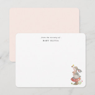 Tarjeta De Agradecimiento Cuidada acuarela Bunny Baby girl