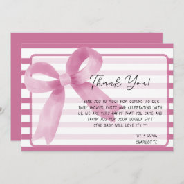 Tarjeta De Agradecimiento Cuidada acuarela color rosa Baby Shower