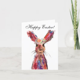 Tarjeta De Agradecimiento Cuidada Acuarela Conejo Bunny Hare Floral De Pascu