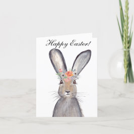 Tarjeta De Agradecimiento Cuidada Acuarela Conejo Bunny Hare Floral De Pascu