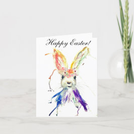 Tarjeta De Agradecimiento Cuidada Acuarela Conejo Bunny Hare Floral De Pascu