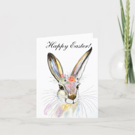 Tarjeta De Agradecimiento Cuidada Acuarela Conejo Bunny Hare Floral De Pascu
