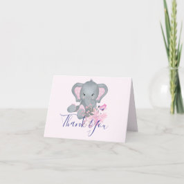 Tarjeta De Agradecimiento Cuidada acuarela Elefante ducha de bebé Gracias co