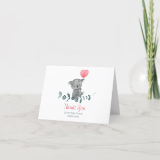 Tarjeta De Agradecimiento Cuidada acuarela koala ducha bebé