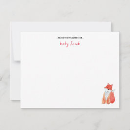 Tarjeta De Agradecimiento Cuidada acuarela Red fox Baby Boy