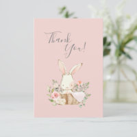 Cuidada acuarela rosa Bunny Baby Shower Gracias C
