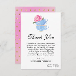 Tarjeta De Agradecimiento Cuidada acuarela Tea Fiesta Bridal Ducha