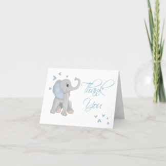 Tarjeta De Agradecimiento Cuidada bebé Elephant Blue Watercolor Gracias Tarj