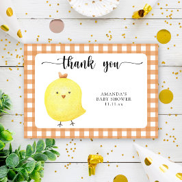 Tarjeta De Agradecimiento Cuidada bebé pollo bebé ducha gracias