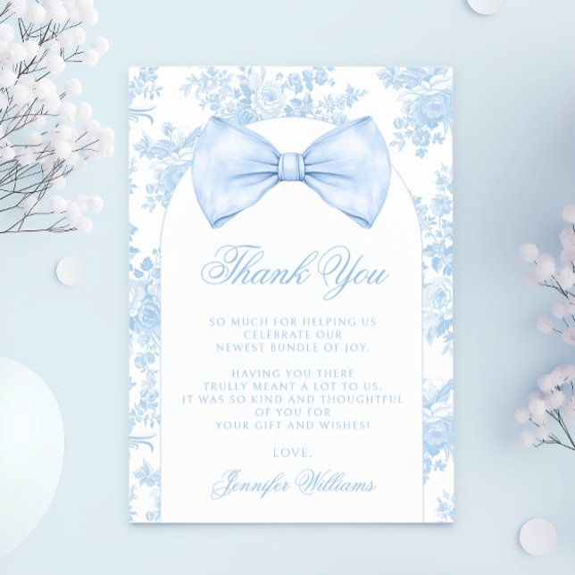Tarjeta De Agradecimiento Cuidada Blue Bow Tie Boho Baby Boy Shower (Subido por el creador)