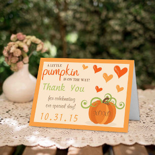 Tarjeta De Agradecimiento Cuidada calabaza Baby Shower Gracias Cartas