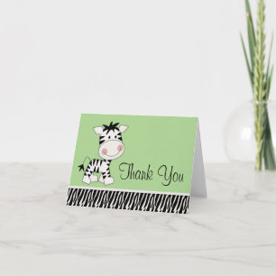 Tarjeta De Agradecimiento Cuidada Cebra Verde Gracias Cartas