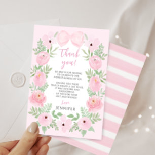 Tarjeta De Agradecimiento Cuidada ducha de bebé elegante con flores de color