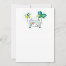 Tarjeta De Agradecimiento Cuidada palma tropical y acuarela de auto Gracias