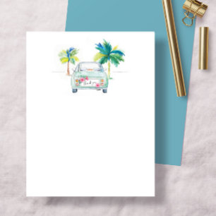 Tarjeta De Agradecimiento Cuidada palma tropical y acuarela de coche