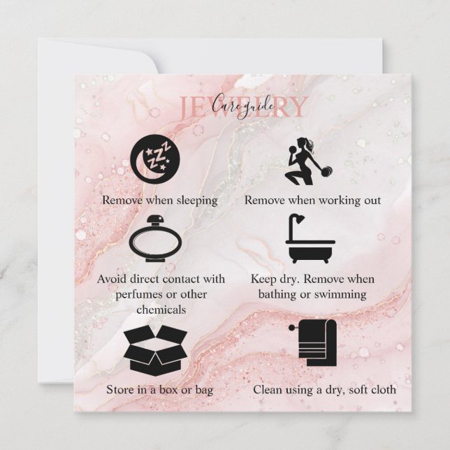 Tarjeta De Agradecimiento Cuidado de joyas estéticas rosadas (Anverso)
