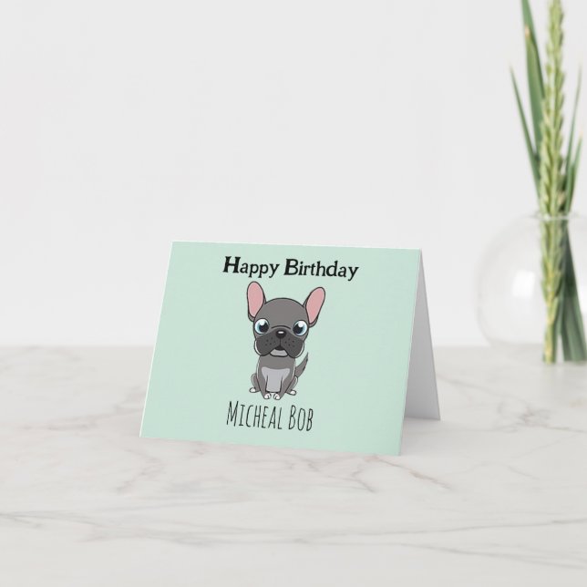 Tarjeta De Agradecimiento Cuidado gris feliz cumpleaños nombre personalizado (Anverso)