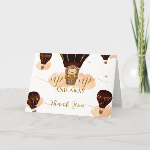 Tarjeta De Agradecimiento Cuidado Hot Air Balloon Jungle Lion Boy Baby Showe