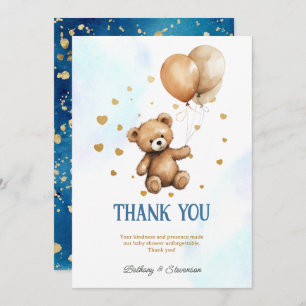 Tarjeta De Agradecimiento Cuidado Teddy Bear Baby Boy Shower