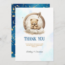 Tarjeta De Agradecimiento Cuidado Teddy Bear Baby Boy Shower