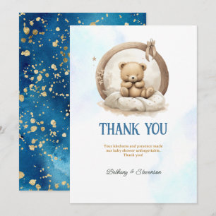 Tarjeta De Agradecimiento Cuidado Teddy Bear Baby Boy Shower