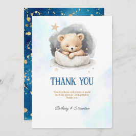 Tarjeta De Agradecimiento Cuidado Teddy Bear Baby Boy Shower