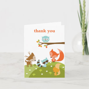Tarjeta De Agradecimiento Cuidados animales de Woodland Gracias Cartas