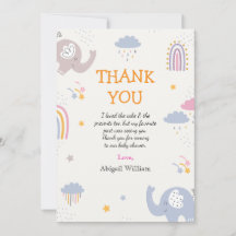 Cuidados Chicas arcoiris Baby Shower Gracias tarje