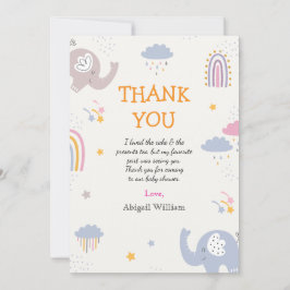 Tarjeta De Agradecimiento Cuidados Chicas arcoiris Baby Shower Gracias tarje