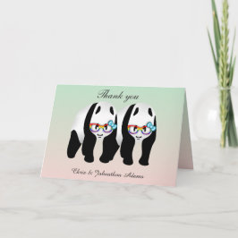 Tarjeta De Agradecimiento Cuidados Gay Pandas Arcoiris Usando Gafas Gracias