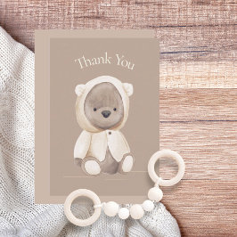 Tarjeta De Agradecimiento Cuidadosa acuarela color marrón Baby Shower Gracia