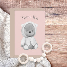 Tarjeta De Agradecimiento Cuidadosa acuarela de oso rosa Baby Shower Gracias