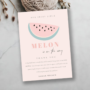 Tarjeta De Agradecimiento Cuidar nuestro pequeño Melon Pastel Baby Shower Ro